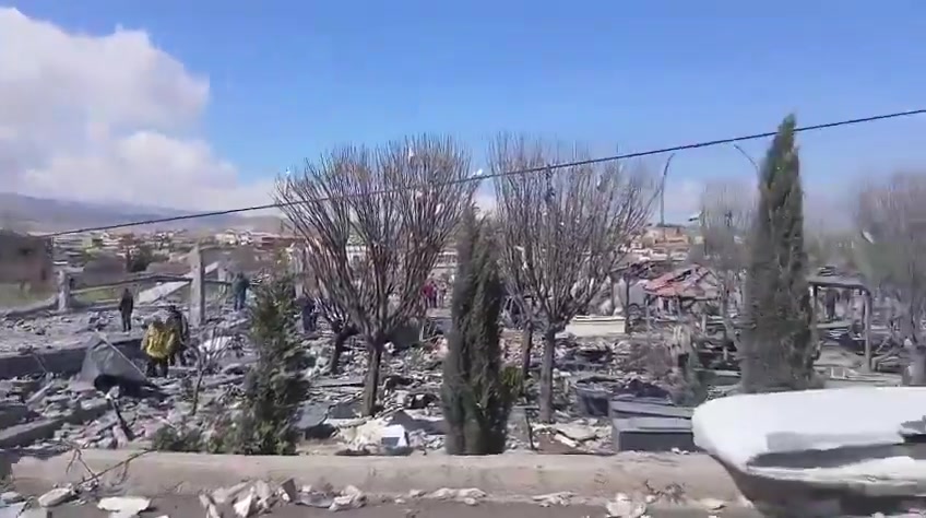 Scenes from the raid that targeted the cemetery of the town of Shamshtar