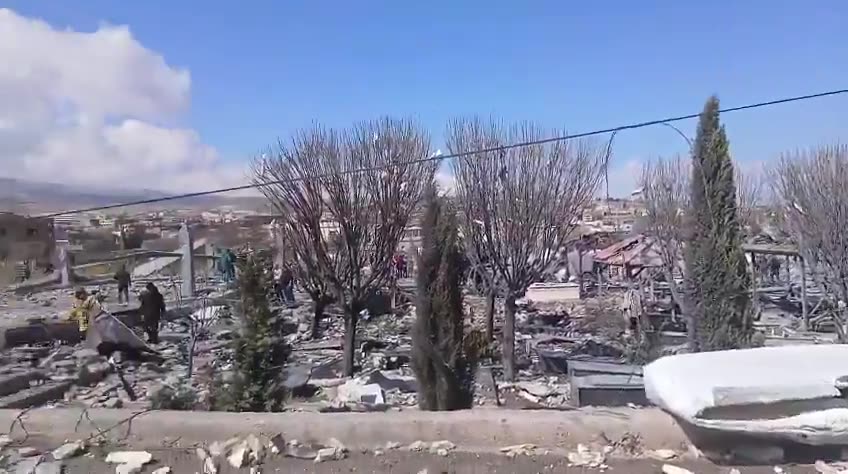Scenes from the raid that targeted the cemetery of the town of Shamshtar