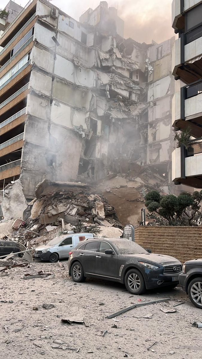 An airstrike on Khayat Hill destroys an entire building in the heart of Beirut