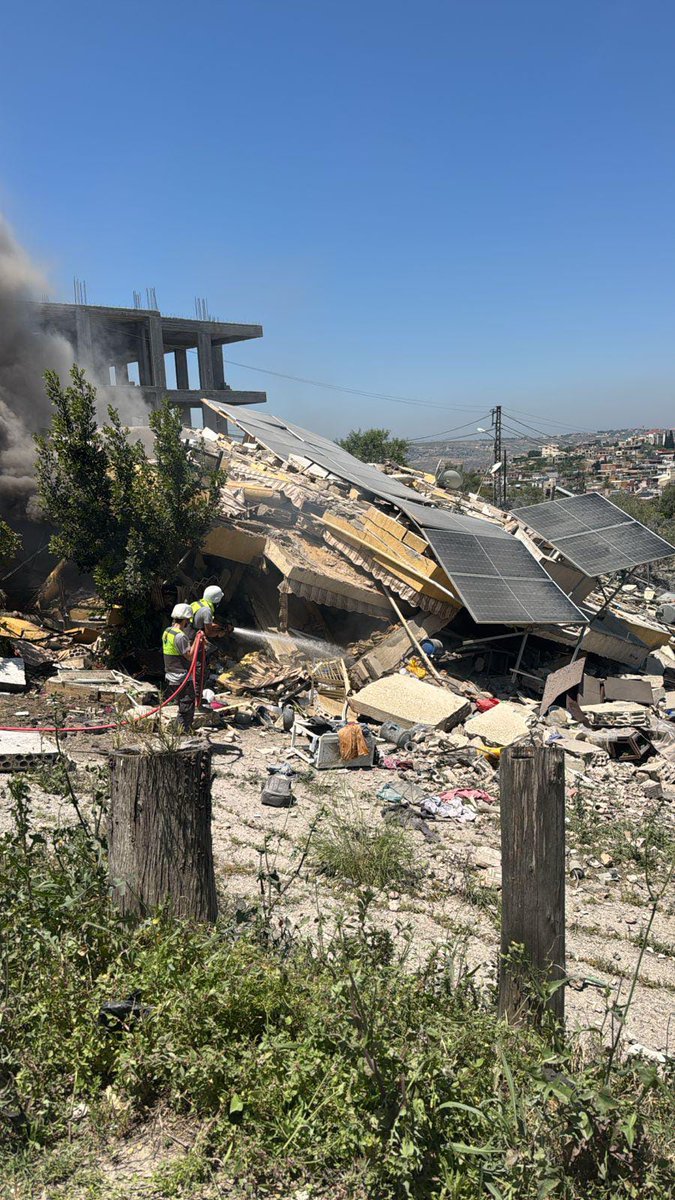 The airstrike in Tayrfalsiyah targeted a three-story building; no injuries were reported