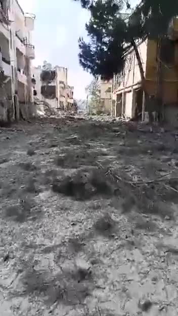 The scene from Nabatieh al-Fawqa after it was targeted by several Israeli airstrikes.