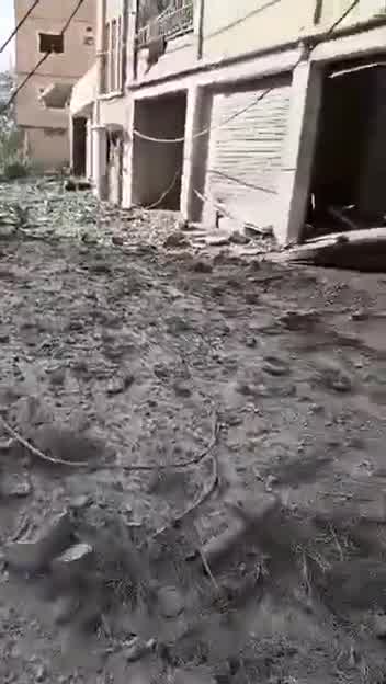 The scene from Nabatieh al-Fawqa after it was targeted by several Israeli airstrikes.
