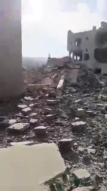 The scene from Nabatieh al-Fawqa after it was targeted by several Israeli airstrikes.