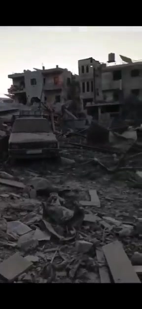 Massive destruction caused by Israeli airstrikes targeting the Arab neighborhood in Deir Zahrani
